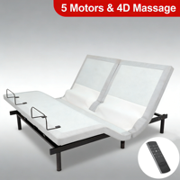 Cadre de lit intelligent à 5 moteurs réglable avec gravité zéro/massage 4D, télécommande sans fil, commande vocale par application, base de lit profil bas