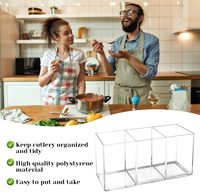 Lot de 2 rangements de couverts en acrylique argenté Porte-ustensiles en plastique pour comptoir de cuisine, fourchette, couteau et cuillère