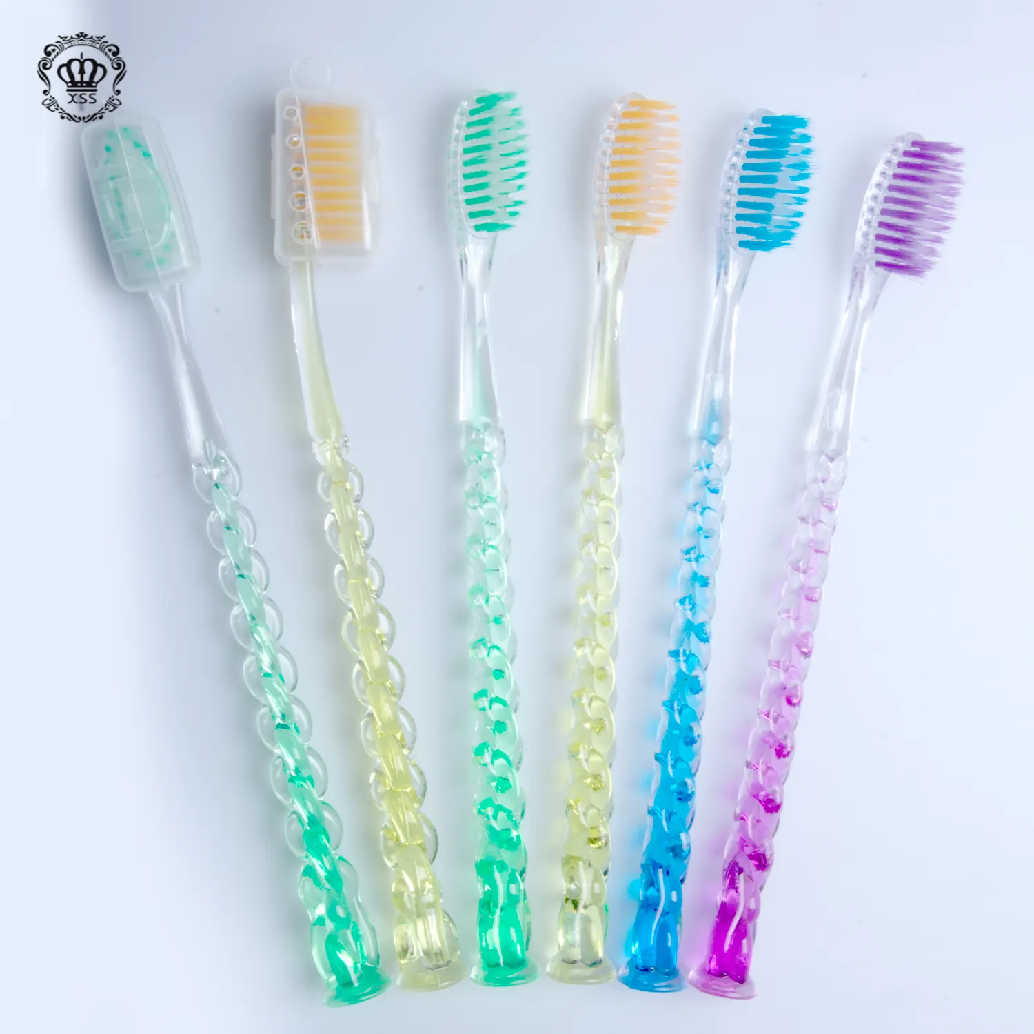 XiBrush adulto caldo-vendita colorato cristallo trasparente spazzolino da denti a buon mercato con setola di Nylon duro per uso domestico