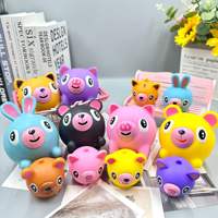 Nouveau design Jouets animaux à écraser qui émettent des sons (porc, ours, lapin) – Adorables peluches interactives anti-stress
