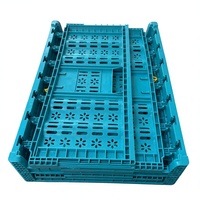Caisse pliable bleue durable pour l'organisation à domicile et la logistique, en matériau PP, caisses en plastique pliables ventilées