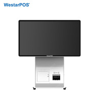 WestarPOS CRS001, Terminal Punto de Venta con Pantalla Táctil Grande de 24 Pulgadas, Todo en Uno para Comercio Minorista, Pantalla Dual, Color Blanco y Azul
