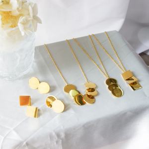 <b>Top</b> Selling Geometric Jewelry for <b>Women</b> Fashion Stainless Steel Drop Earring Non Tarnish Custom Logo Necklaces - Product Image 1