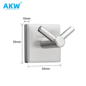 Akw Towel Hooks Bathroom Powder Coated Metal Robe Adhesive Wall Hook Hanger Custom Stainless