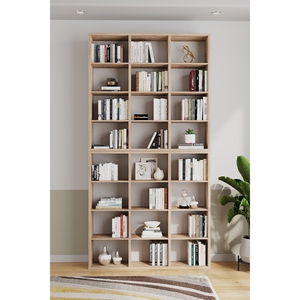 Bibliothèque Imre en pin atlantique à 24 étagères réglables, design moderne nordique minimaliste pour la maison et le bureau - Product Image 2