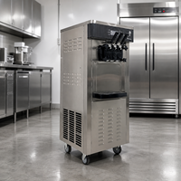 Professionele, hoogproductieve soft-serve ijsmachine van roestvrij staal met 3 smaken, fruit- en melkopties, 220V voor restaurants