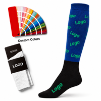 Chaussettes d'équitation techniques respirantes, durables, bleu-noir, avec logo personnalisé et compression de soutien