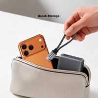 Kabel Pengisian Daya Cepat Magnetik USB-C ke Type-C 15cm 27W, Kabel Data Sinkronisasi Berbahan Nilon Kepang untuk Ponsel, Tablet, Komputer, Power Bank