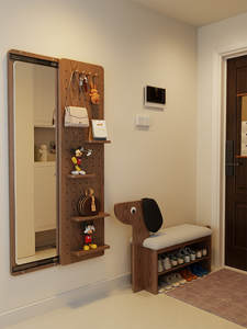 Specchio a figura intera con pannello forato, chiusura scorrevole invisibile integrata, per ingresso e corridoio, design nordico - Product Image 6