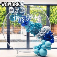 Arche de mariage en métal noir WOWORK 2026, enseigne au néon, toile de fond en fer pour la décoration de fêtes et d'événements de mariage