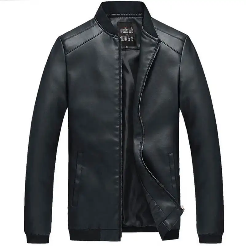 Couro masculino Primavera e outono tendência Motocicleta PU casaco de couro jaquetas masculinas de couro