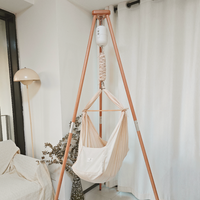 Support de hamac triangulaire en bois pour bébé, en hêtre, pliable, avec pieds antidérapants et filetés