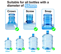 Lot de 3 bouchons de rechange en silicone réutilisables anti-déversement pour bidons d'eau de 5 gallons, compatibles avec les bouteilles d'eau de 55 mm (standard/à vis/couronne)