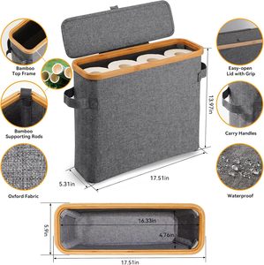 Organizzatore di carta igienica <span class=keywords><strong>grigio</strong></span> pieghevole in bambù con porta manici per <span class=keywords><strong>bagno</strong></span> porta carta igienica - Product Image 2