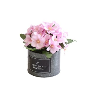Begonia Hydrangea Tin Sticker Wall Hanging Set Simulation Potted Plant Small Bonsai with Fake Flower Craft <b>Ornaments</b> - Product Image 6