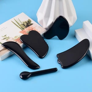 Grosir pelat Obsidian hitam kerokan Gua Sha alat pijat terapi wajah anti-penuaan batu antikeriput untuk wanita - Product Image 4