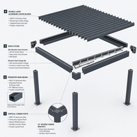 Pergola bioclimatique automatique en aluminium avec écran rétractable à fermeture éclair