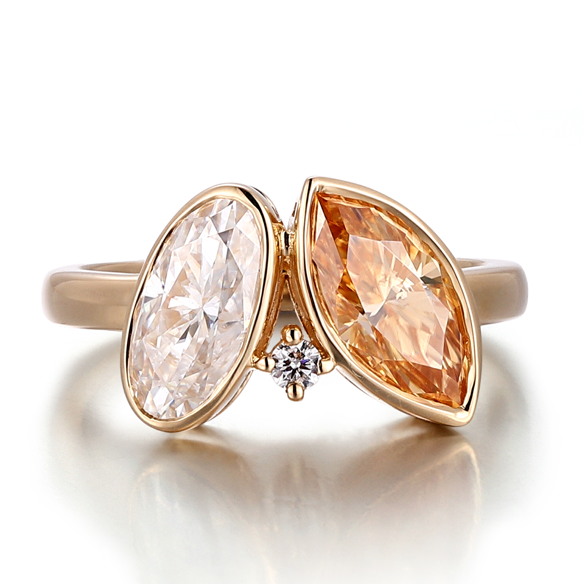 Bague en or massif 18 carats avec diamant moissanite véritable