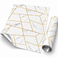 Papier peint auto-adhésif géométrique en marbre blanc or 1 mm, 1,2x3 m, feuilles IXPE pour murs décoratifs de chambres d'hôtel