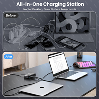 Cargador de 600W con 5 Puertos USB-C y 3 Puertos USB-A, PD140W, Bloque de Carga GaN III, Estación de Carga Rápida de 8 Puertos, Hub PD 3.1, Adaptador de Cargador para Portátil de 140W