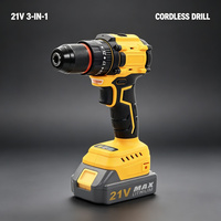 Perceuse sans fil 21V 3 en 1, visseuse à chocs, tournevis électrique, mandrin 13mm, vitesse variable, ensemble d'outils OEM