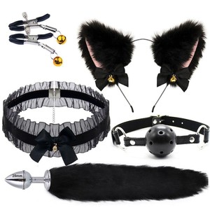 Set Cosplay Coda di Gatto e Volpe per Donne, Kit Costume Animale Peloso, Accessori per Travestimenti Anime Lolita Hanfu Halloween - Product Image 1