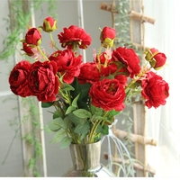 FL-278 Vente en gros de roses artificielles de haute qualité à longue tige, fleurs de pivoine en soie blanches et roses pour les arrangements de mariages et de fêtes