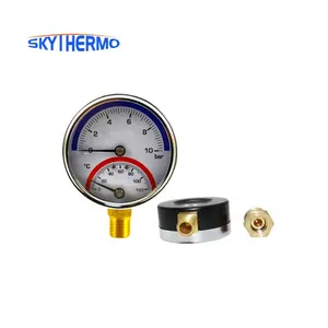 D63mm Thép Đen Thermomanometer 0-120C Với Kết Nối Phía Dưới Áp Lực Nhiệt Độ Nhiệt Độ Đo