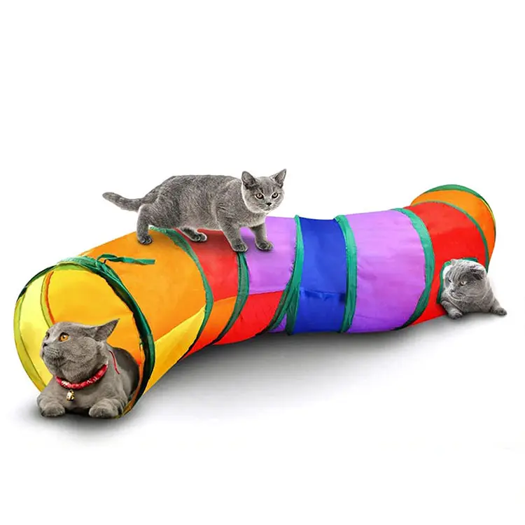 50*25 cm Folding Rainbow Cat Tunnel Set Canal Atacado Cat Brinquedos Interativos Tubo Túnel Para Gatos Indoor