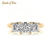 Bague Trio Classique en Argent Sterling 925 avec Moissanite Radiant Cinq Carats et Accents Latéraux Triangulaires – Commande Personnalisée pour Clients Féminins