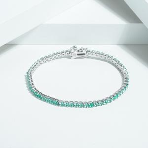 Starsgem, 14K, ajuste de garra de oro amarillo, forma redonda, pulsera de cadena de oro sólido, 2,5mm, piedras preciosas cultivadas en laboratorio, pulsera de Color zambiano - Product Image 1