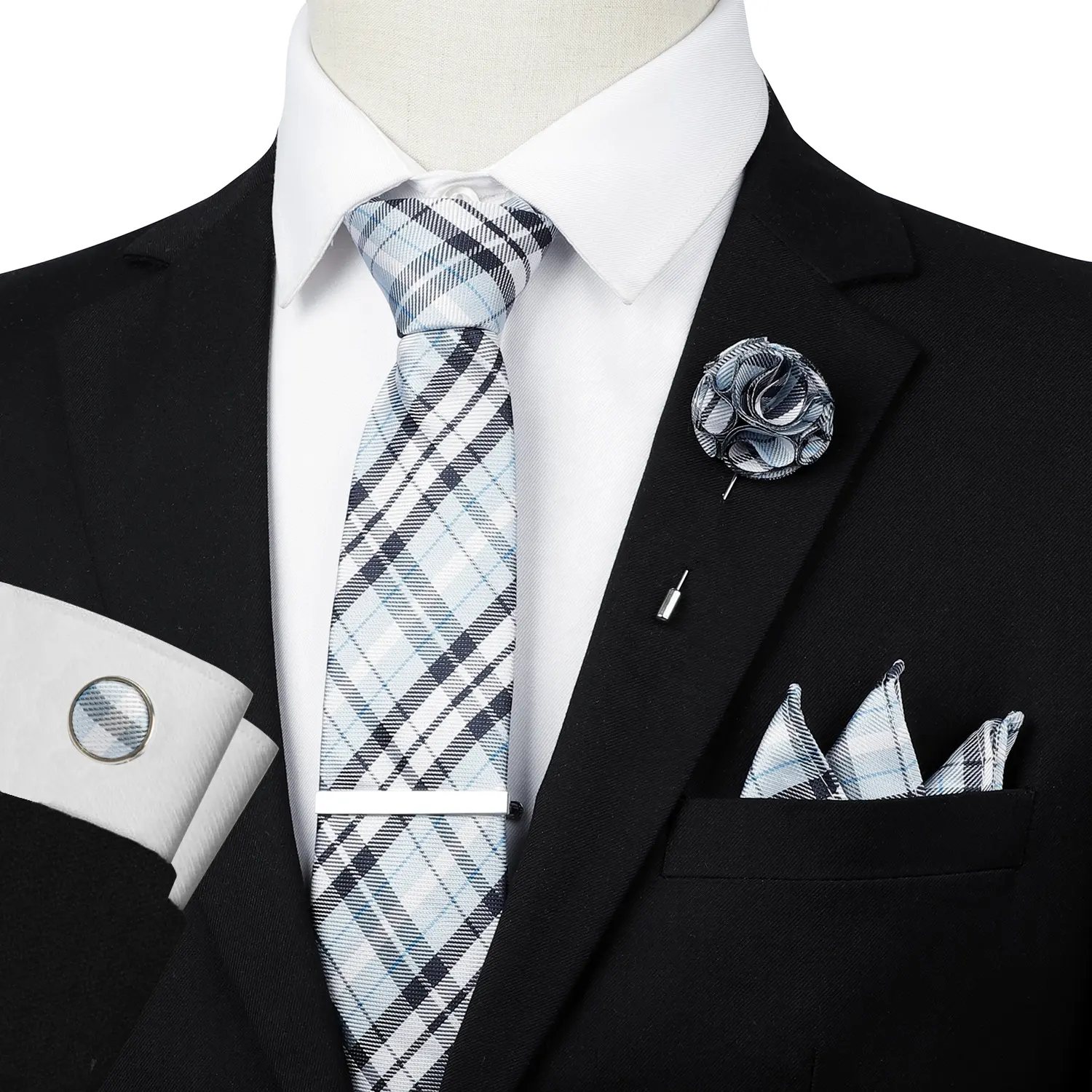 Herren Krawatte Set Tasche Quadrat Manschetten knöpfe Krawatte Set Herren Anzüge für Party Hochzeit