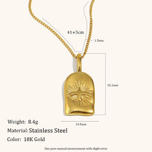 Dingran doble Color brillante patrón de pájaro Natural joyería de acero inoxidable para Mujeres 18K chapado en oro colgante encanto collares - Product Image 2