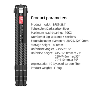 Trípode de cámara de vídeo Dslr profesional BAFANG <span class=keywords><strong>casero</strong></span> 10 soporte de trípode móvil <span class=keywords><strong>para</strong></span> nieve fibra de carbono de alta calidad aluminio 1500 480 - Product Image 6
