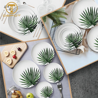 Assiettes en Porcelaine Fine Blanches à Motif Feuille Personnalisées en Gros – Ensemble de Plats de Présentation pour Plateau de Service de Fruits Secs et Événements de Mariage
