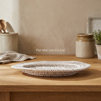 Assiette de service en rotin naturel, style bohème, faite à la main au Vietnam, pour la décoration de table de fête, utilisation au service