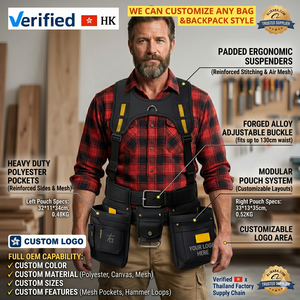 Bolsa de Cintura Multifuncional Ajustable para Herramientas de Mantenimiento, Bolsa de Trabajo de Poliéster Resistente con Tirantes para Carpinteros - Product Image 1
