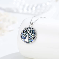 Nouveau collier pendentif arbre de vie en coquille d'ormeau plaqué rhodium en argent sterling 925