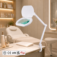 Free Design Clamp Type Shadow Free Ring LED Magnifier Lamp Polygon Large View Glass Magnifying Clamp Light