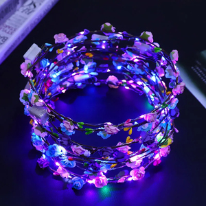 Party Crown Flower Headband LED <strong>Light</strong> <strong>up</strong> Hair Wreath Hairband <strong>Garlands</strong> Women Birthday Party Wedding Supplies Glowing Wreath - Product Image 4