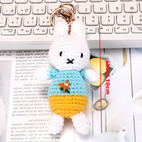 Porte-clés pendentif Lapin Miffy, Ours Boris, Lapin Melani Arc-en-ciel, en fausse fourrure douce tressée à la main, avec figurines petit ours et petit lapin