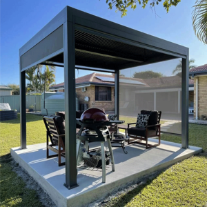 Pergola Bioclimatica Motorizzata Manuale <span class=keywords><strong>in</strong></span> Alluminio Verniciato a Polvere con Tetto a Lamelle per Balcone, Giardino e Terrazzo - Eco-Friendly - Product Image 2