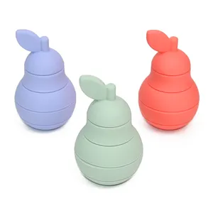 Customized Color Acceptable Pear Style Silicone Stacking Toys BPA Free Cute Design Kids Toys For Wholesale