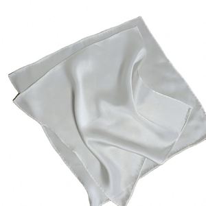 Foulards carrés en soie blanche 100% naturelle, 20 mm, personnalisés, unis, multifonctionnels, doux pour la peau, sans motif - Product Image 1