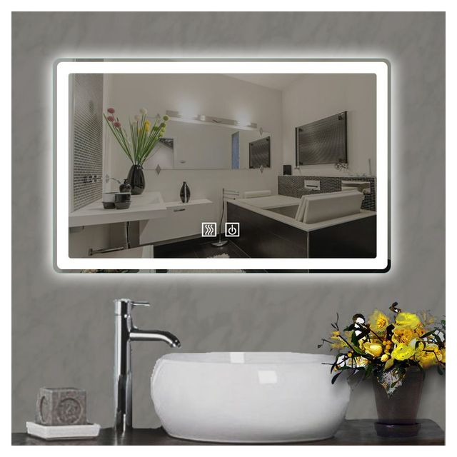 Smart Home LED Mirror Alexa Enabled LED Vanity Mirror Wide Angle Illumination LED Backlit Mirror for Tech House