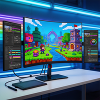 Nuevo Monitor de Juegos con Pantalla Curva LED de 27 Pulgadas, 180Hz, 2K, Resolución 2560x1440 para PC de Escritorio, Venta Directa