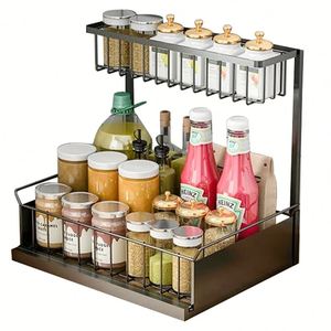 2 Tier Under Sink Organizer Kitchen Drawer <b>Shelf</b> Pullout <b>Shelves</b> Kitchen Under Cabinet Makeup Storage Cabinet Sliding Organizer - Product Image 1