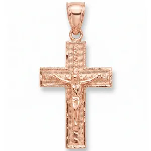 Pendentif religieux élégant en or 10 carats, or rose, or blanc, diamant, pour homme et femme, bijoux de mode, cadeau, design personnalisé, plaqué or - Product Image 2