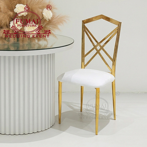 Dubai Gold Stainless Steel Frame Cross Back Durable Wedding Hall <b>Chairs</b> for Hotel <b>Dining</b> Outdoor Villa Use Commercial Modern - Product Image 1