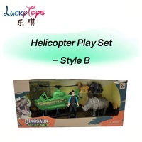 Jeu de dinosaures simulés avec figurine en plastique Hélicoptère Accessoires en bois Faune Animal World Jouet éducatif précoce pour enfants